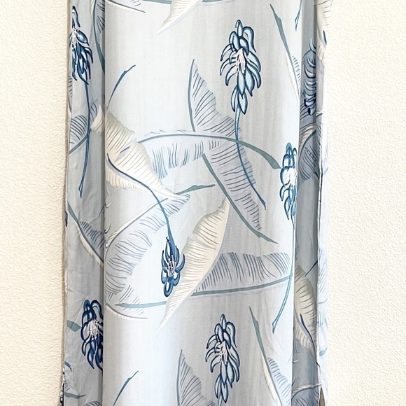 100% SILK Woman Blue White Floral Pattern Casual Dress Size M - Picture 5 of 15